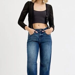 NWT- Risen Cuffed Barrel Leg Jeans